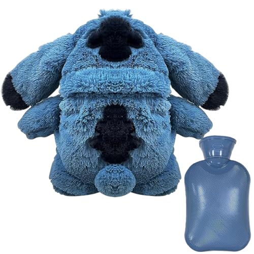 DAJASD Fluffy Wärmflasche, 500ML Wärmflasche Kinder mit Bezug, Plüsch-Wärmflasch für kaltes Wetter, Hot Water Bag, Herausnehmbarer Innenbehälter, Weihnachtsgeschenke für Kinde & Erwachsene
