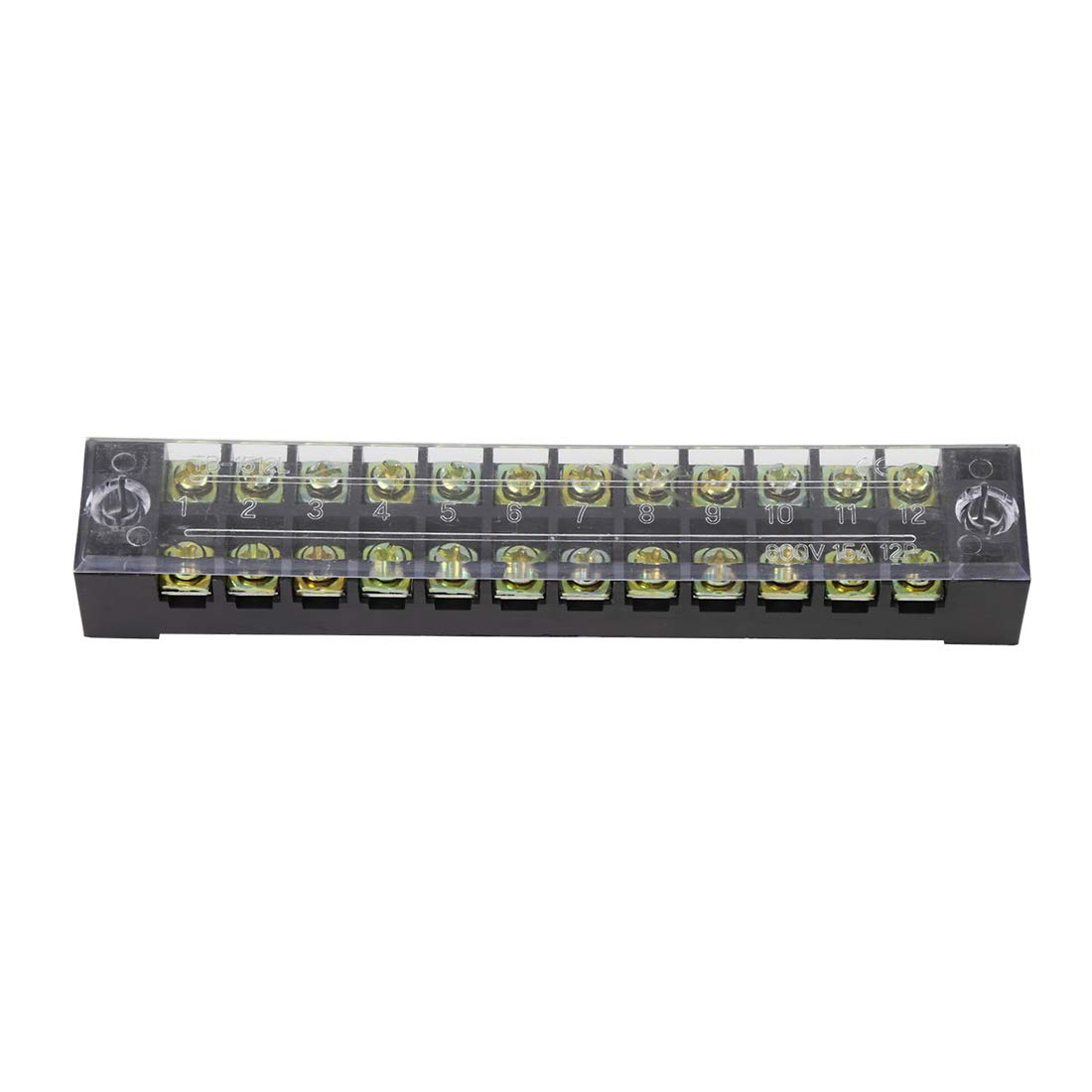 X AUTOHAUX 5 Set 12 Positions Dual Row Screw Terminal Strip 600V 15A - Image 3