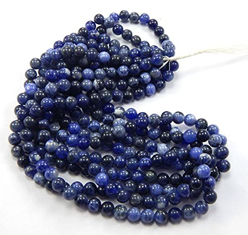 LKBEADS Naturalny sodalit okrągły gładki 6 mm okrągły kształt koraliki 45 cm 1 sznurek