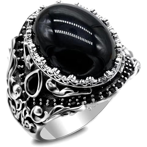 Artever 925 Sterling Silver Men's Ring Multicolor Stone Ring Vintage Turkish Style Men's Handmade Jewelry