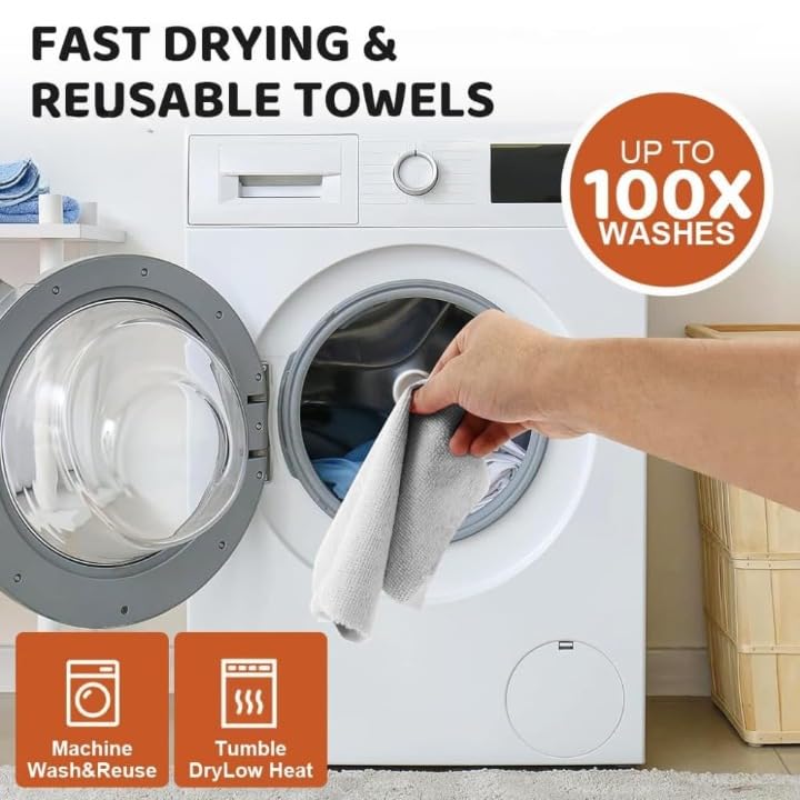 Image of Reusable Cleaning Cloth Roll 20 Pcs | Washable Paper Towel Alternative | Absorbent Kitchen & Home Cleaning Cloth | Eco-Friendly & Lint Free - 25x25 cm (1 Roll) (Grey)
