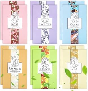 12 Pcs Wardrobe Fresheners,6 Different Scents Sachets With Hanging Sachets Aromatherapy Fragrance Sachet Bags Wardrobe Fresheners for Drawers Closets Room Wardrobe Bathrooms Bedroom Cars