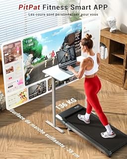 Superun 6% Tapis de Marche Inclinable, 2.5HP Tapis de Course APP Contrôle Max 136KG Walking Pad Portables avec Parcours d'entraînement et Courses Multi-Coureurs