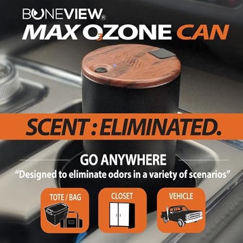 Boneview Max Ozone Generator Scent Eliminator For Hunting Clothes And Gear - High Output To Reduce Odor And Smell In Bag Tote Or Closet - Portable Rechargeable Battery Up To 2 Days Runtime #TOP1