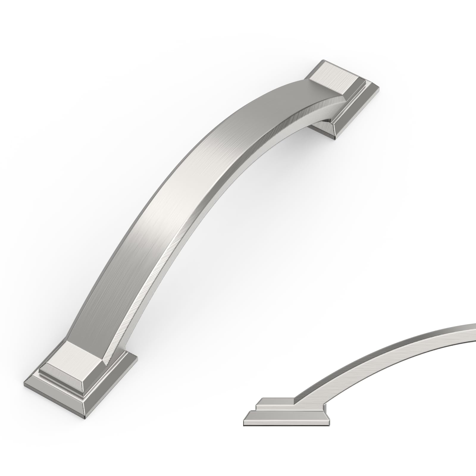 Amerdeco 10 Pack Brushed Satin Nickel Cabinet Pulls, 3.75 Inch (96mm) Hole Center, Zinc Alloy