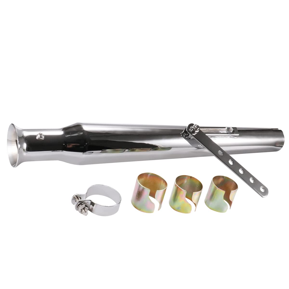 Scarico Moto Universale Universale Slip On 38mm 40mm 42mm Aspirazione Scarico Silenziatore Moto Silenziatore Tubo Slip On Per Dirt Bike Street Bike Scooter Cafe Racer (D'argento)
