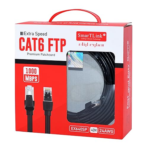 SMARTLINK EXTRA SPEED CAT6 FTP PREMIUM PATCHCORD BLACK (1000Mbps) 24AWG (40m)
