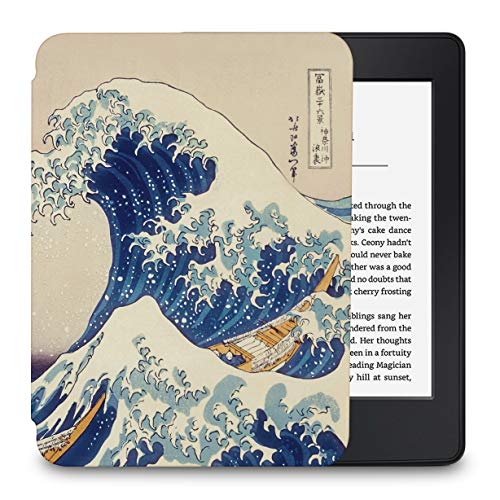 LuvCase Case for Kindle Paperwhite (10th Gen, 2018), Thinnest Lightest Smart Premium PU Leather Shell Cover with Auto Wake/Sleep for Amazon Kindle Paperwhite 2018 E-Reader, Japanese Wave