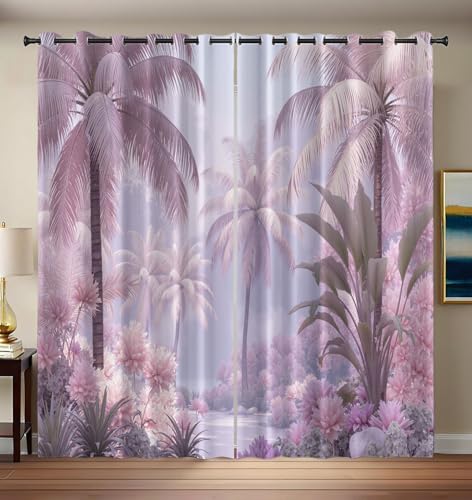 Rideau Plante Rose occultant imprimé 3D paysage de forêt tropicale isolant 140x225 - 3