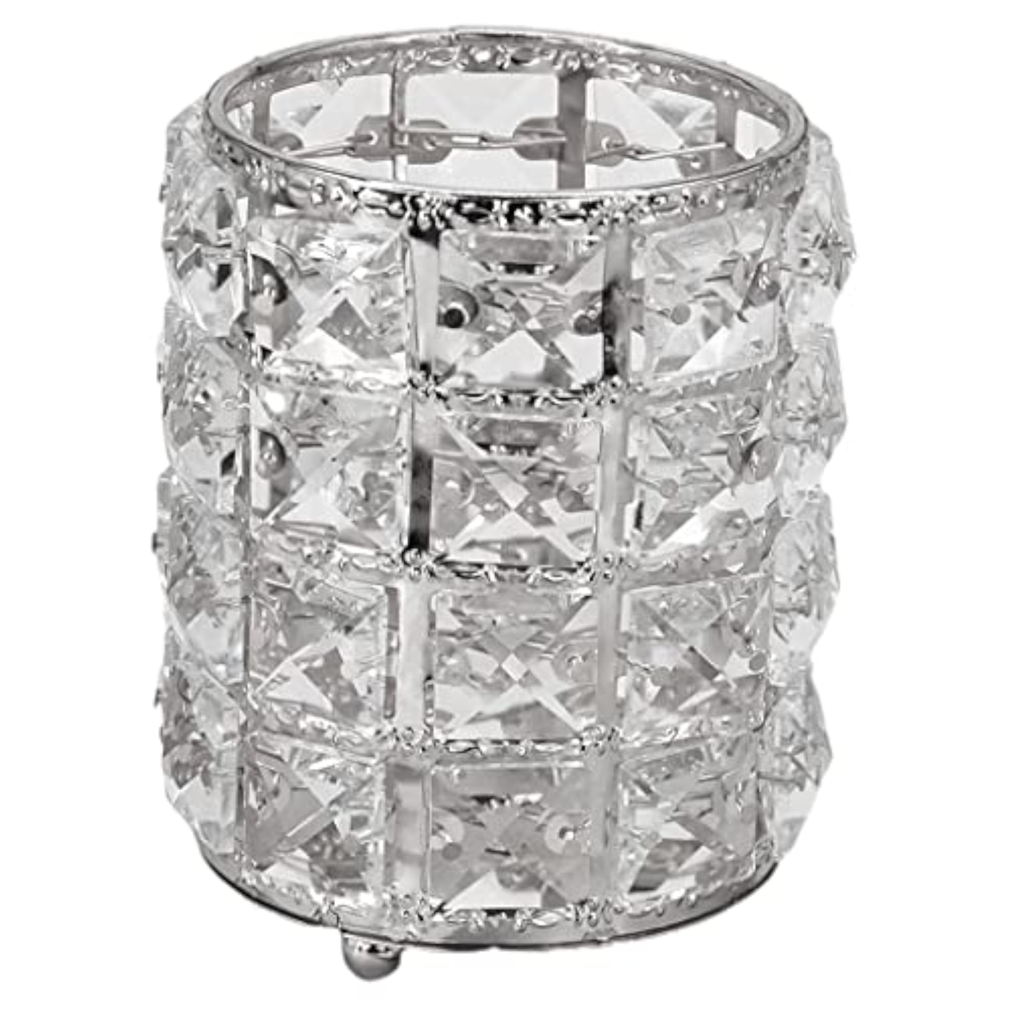 Crystal Makeup Storage Brush Holder, Silver