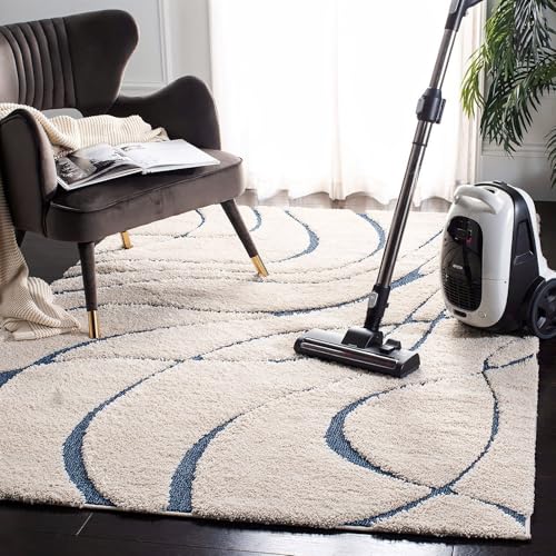 Image of Carpet for Hallway, Kitchen, and Modern Interiors, Cozy Shag Runner for Living Room, Entryway & Office Decor Size 3x5 feet Blue O Cut