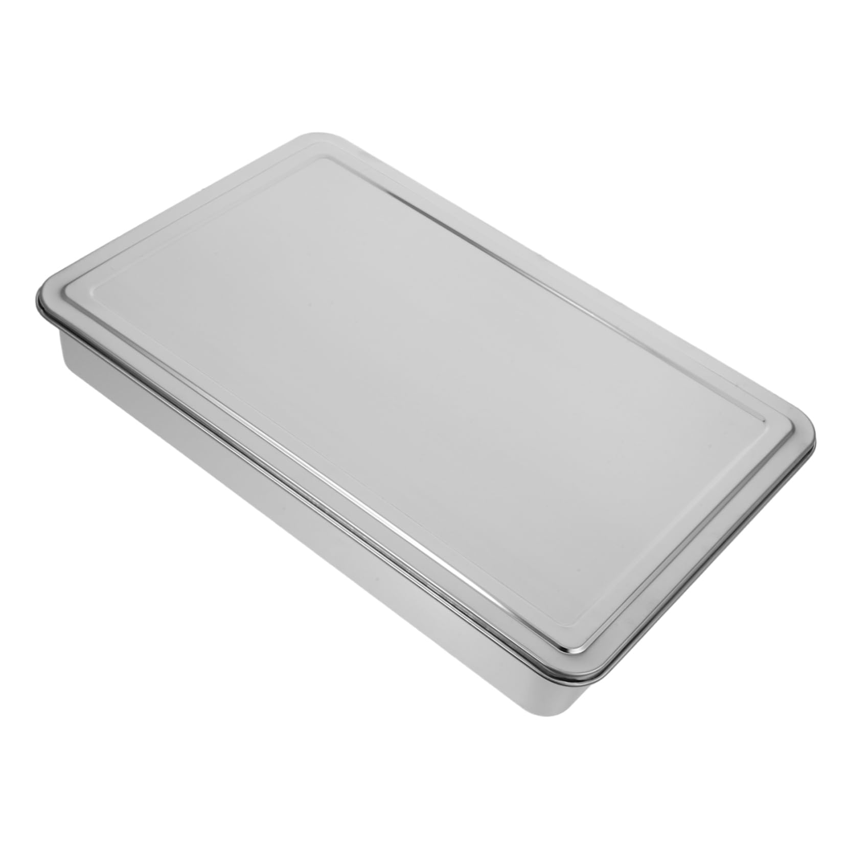 Cabilock Kuchenform Eckig mit Deckel aus Edelstahl Rechteckige Backform mit Gleichmäßiger Wärmeverteilung und Multifunktional für Heimgebrauch und Bacon Aufbewahrung