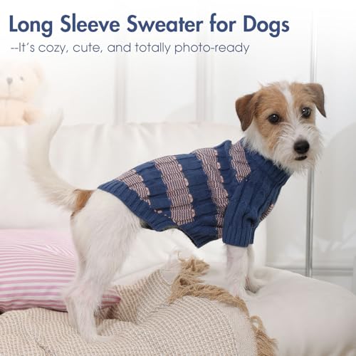 Hjumarayan Hundepullover Mittelgroße Hunde - Pullover Hund mit Geschirrloch, Warm Hunde Strickpullover Winter mit Beinen, Pit-Streifen Hundepulli für Border Collie, Frenchie, Blau XL