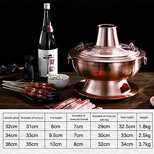 Olla de cobre tradicional china con divisor 36x32cm miniatura 7