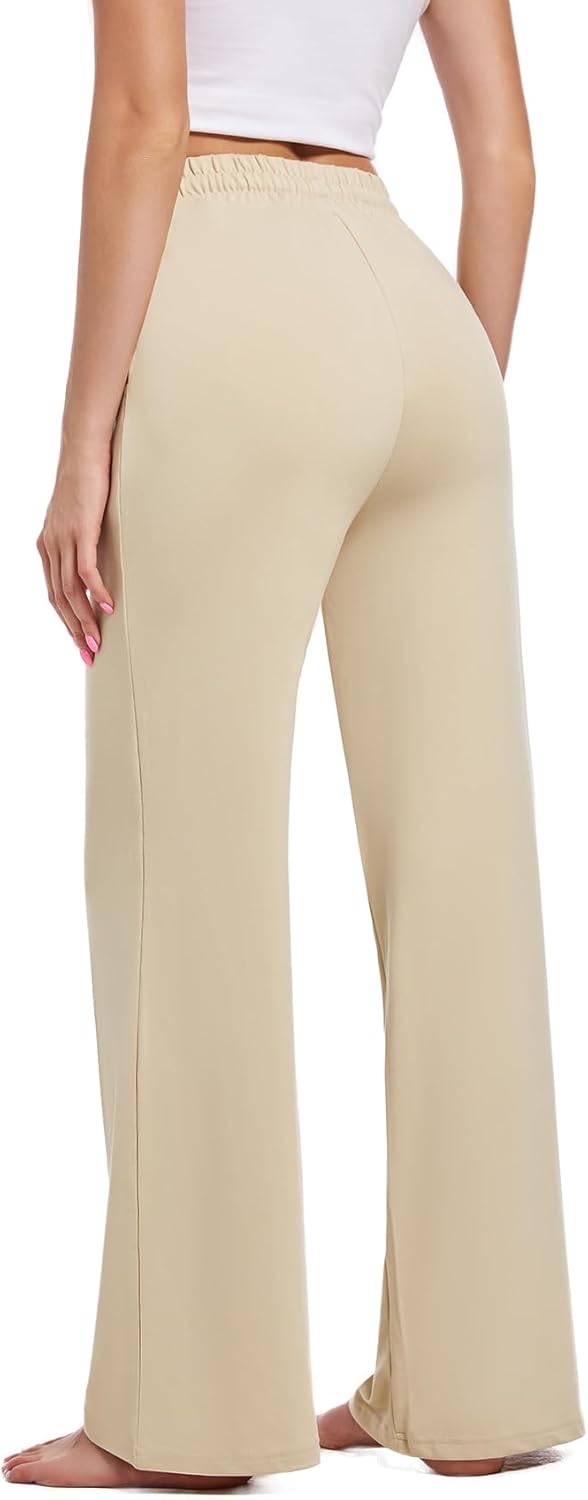 Womens Yoga Sweatpants Wide Leg Lounge Pajamas Pants Drawstring Workout Comfy Joggers Sweatpants Pants Pockets - Image 3
