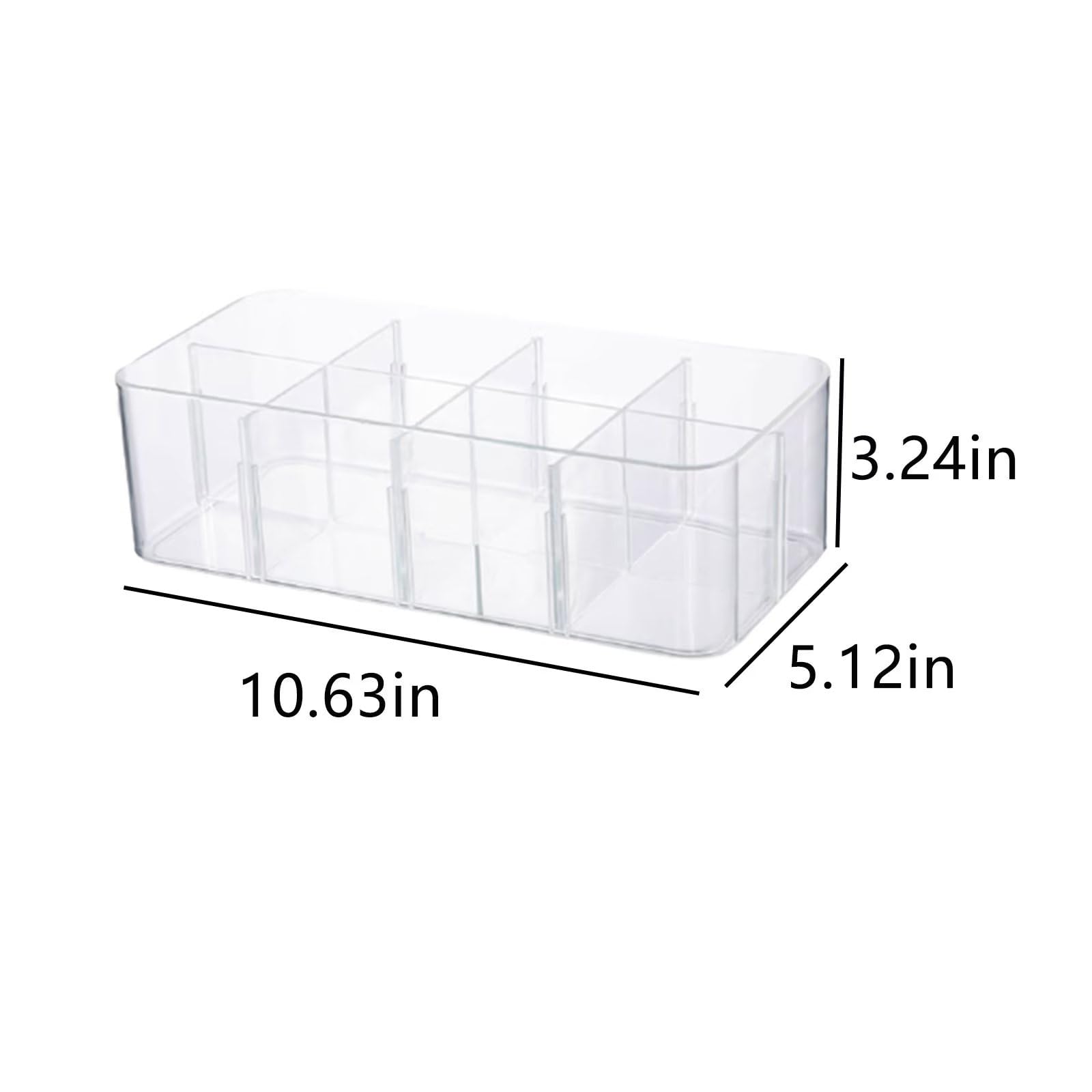 Typutomi Plastic Divided Drawer Organizer, 8 Compartment Sock Underwear Drawer Organizer Dividers Clear Acrylic Closet Storage Bin Stackable Shelf for Underwear,Socks,Ties, Jewelry