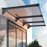 Auvent de Porte et Fenêtres en Aluminium,Toit Abri Contre la Pluie et UV,Marquise Solaire Abri,Marquise d'accueil en Polycarbonate,Couverture de Jardin Extérieur (100x160cm/39 x63)