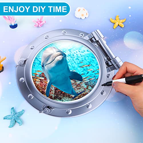4 Pcs 9.8 Inch Cruise Porthole Magnets Beach Cruise Door Magnet Sea Turtle Shark Seal Dolphin Ocean Animals World Under Sea Decor For Carnival Refrigerator Car Door #TOP3