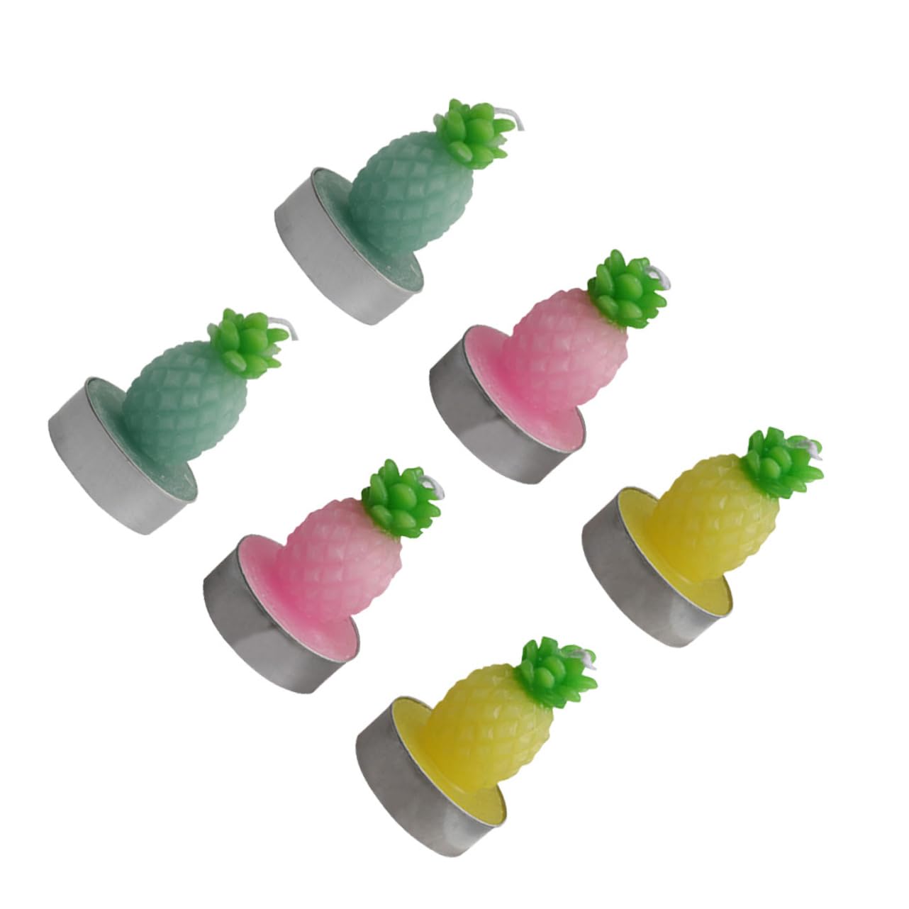 Happyyami 12Pcs Pineapple Tealight Candles Fruit Shape Plant Decor for Home Party Wedding Mixed Color Decorative Candles for Festive Atmosphere and Mood Enhancement
