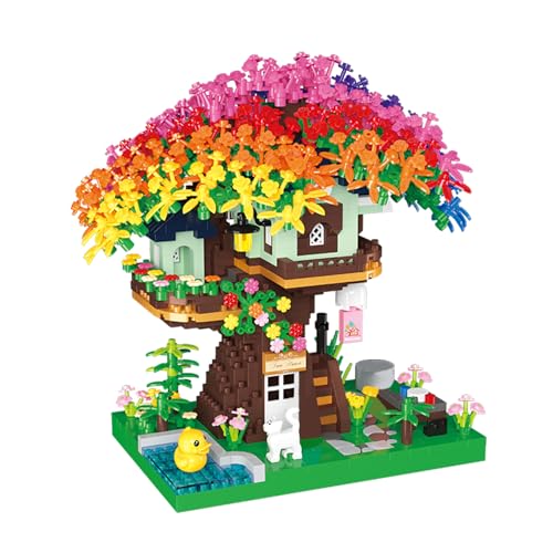 LULUFUN Bauklötze Set, Regenbogen Baumhaus Mini Baukasten für Erwachsene, Spielzeug Geschenke für Geburtstag, Weihnachten, Neujahr