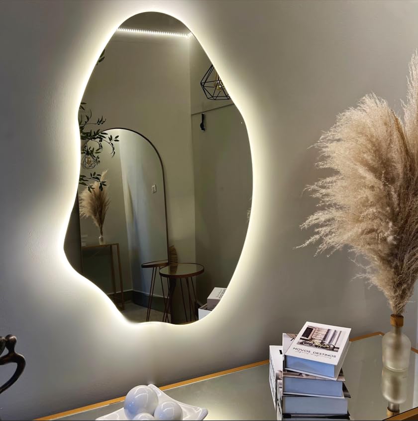 Espelho Orgânico LED Moderno 70x50cm (Quente - 3000k)