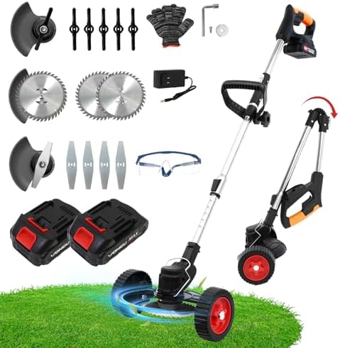 best commercial battery weed eater – Which One Will Transform Your Gardening? 8 ALSO GO 24V Electric Weed Wacker Foldable Grass Trimmer, Battery Powered Weed Eater with 2pcs Batteries, 3 in 1 Cordless Weed Trimmer, Stringless Lightweight Brush Cutter with Wheels for Lawn Garden