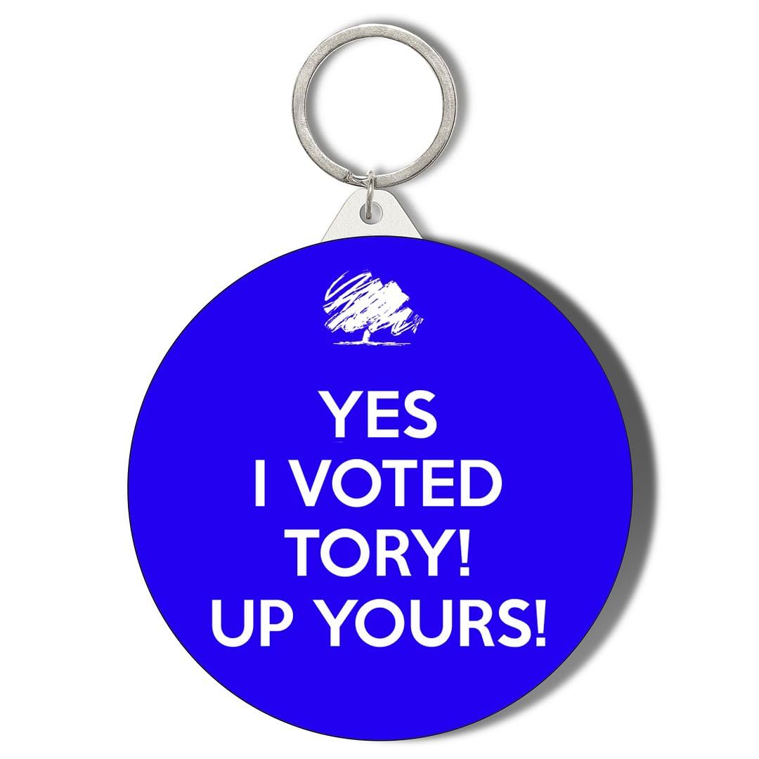 Gift Insanity White Yes I Voted Tory Party Up Yours 45Mm Short Chain Mirror Keyring