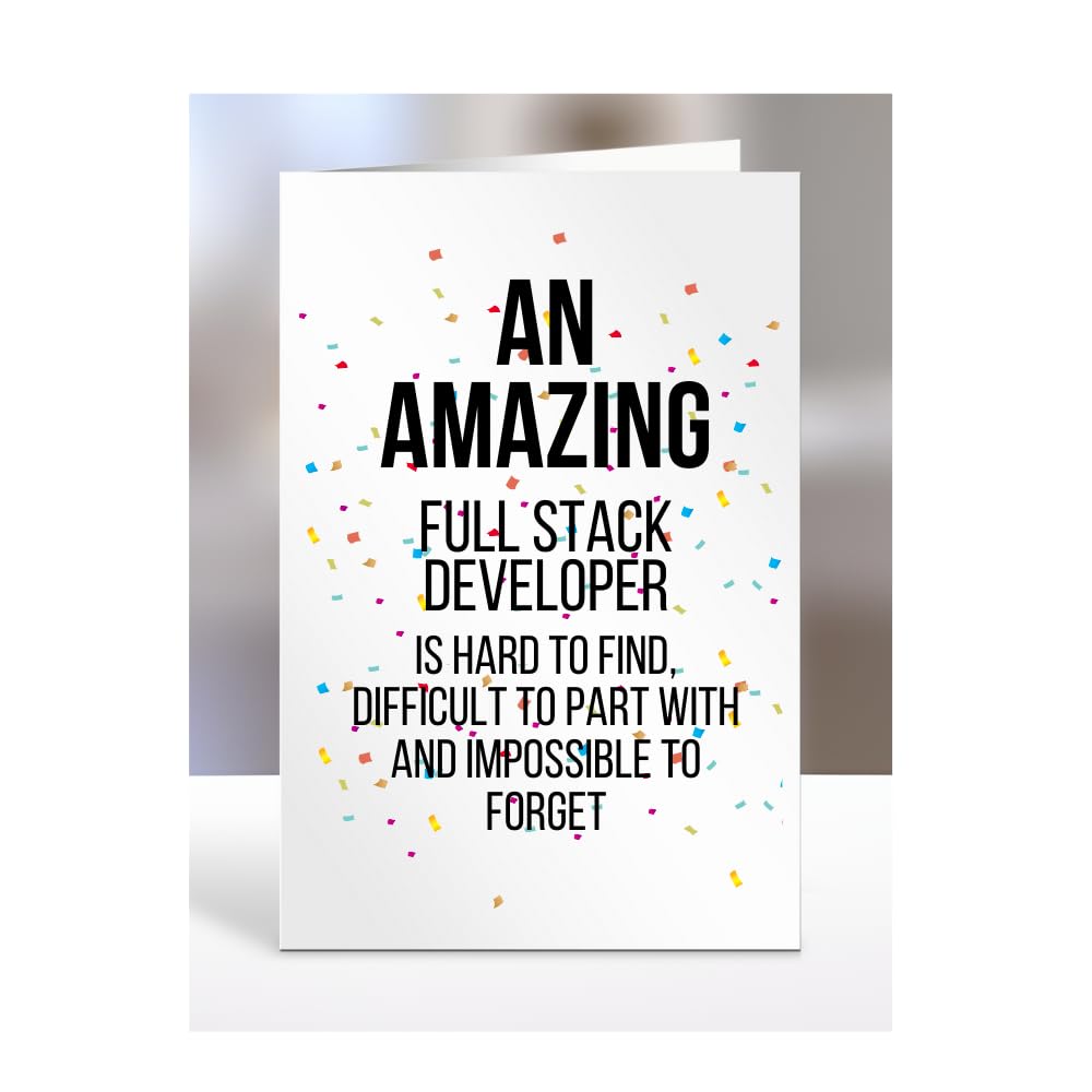 Retirement Card for Women Men, Leaving Gifts for Colleagues, Boss, Farewell, Goodbye Presents for Full Stack Developer, An amazing is hard to find, A5-225b_38 — image 1