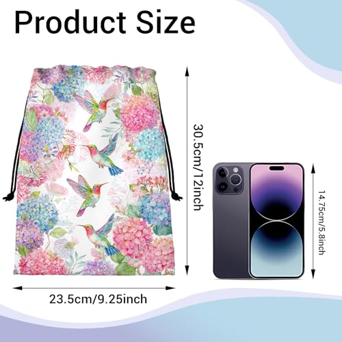 Image of Hummingbird Gymnastics Grip Bag Hydrangea Waterproof String Bag for Gym
