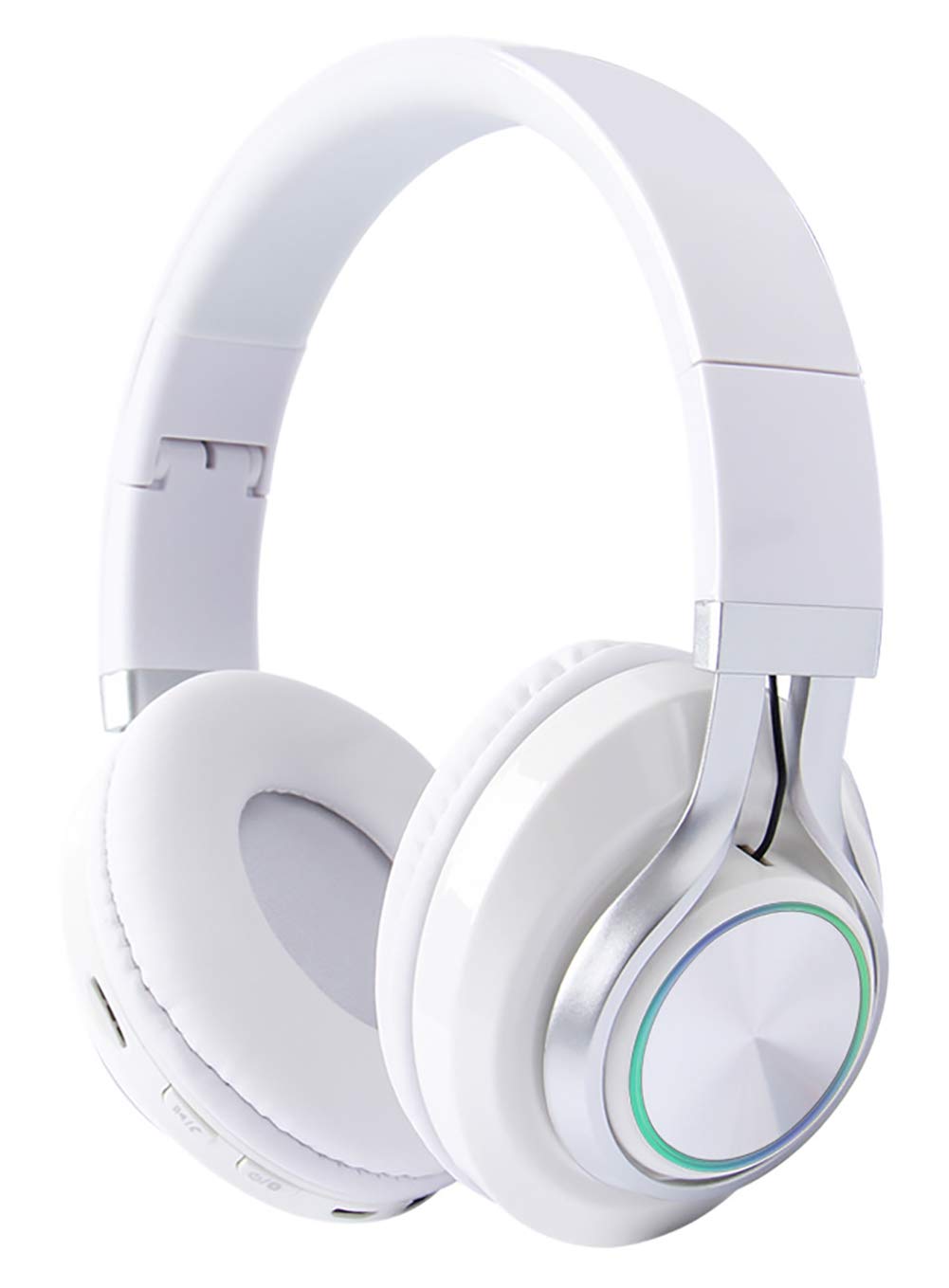 Sportowy zestaw słuchawkowy bezprzewodowy, Bluetooth, składany zestaw słuchawkowy USB, 3,5 mm, opuszczany do redukcji szumów, PC Mobile Call Center Online slot na karty TV (biały)