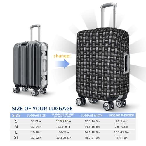 Metallic Chain Mail Weave Pattern Elastic Travel Luggage Covers Dustproof Scratch-Resistant Suitcase Protector Fit 22-24 Inch4