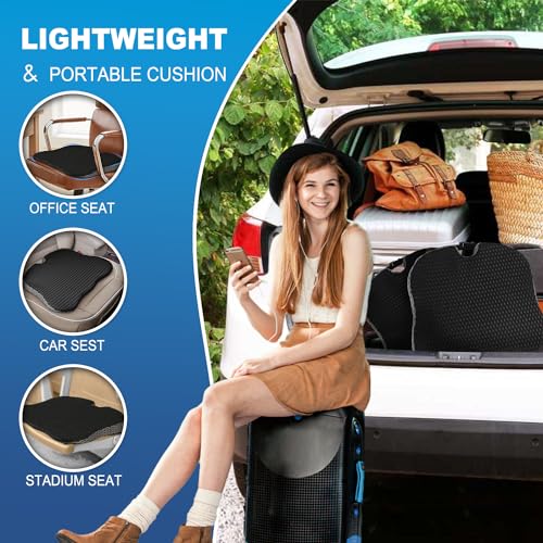 Hapiclody BLACK CAR SEAT CUSHION Car Seat Cushion For Driving,Office Chair Cushions Non-Slip Sciatica & Lower Back Tailbone Chair Pillow Pad,Memory Foam Seat Cushion thumb #4