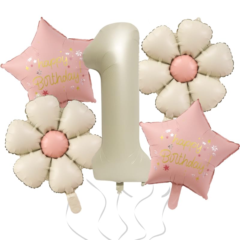 DazzJoy Geburtstagsdeko 1 Jahr Mädchen mit Gänseblümchen Folienballon,...