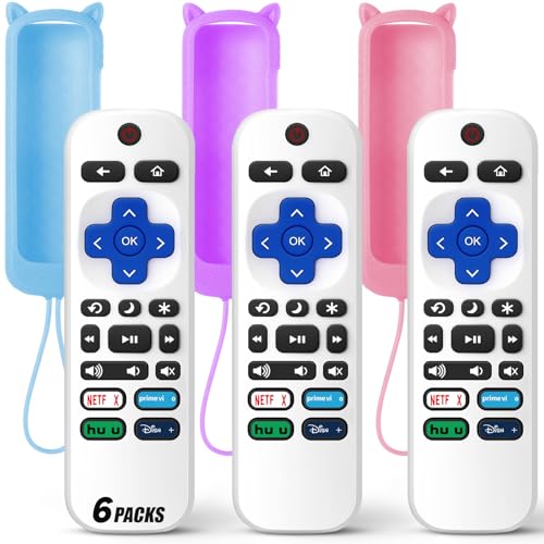 Paquete de 3 controles remotos de repuesto solo para Roku TV con funda protectora de silicona suave (brilla en la oscuridad), control remoto universal para TCL/Onn/Hisense/Sharp/Element/Philips Roku