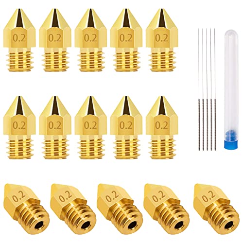 LUTER 15PCS 0.2mm 3D Printer Nozzles Extruder Nozzles for MK8 + 5 PCS 0.15mm Stainless Steel Nozzle Cleaning Needles for