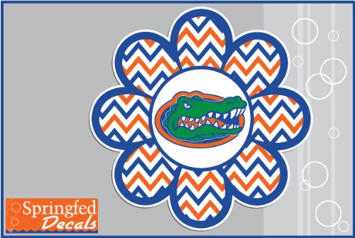 Florida Gators GATOR HEAD CHEVRON STRIPED Flower 4" Vinyl Decal UF Car Truck Window Sticker