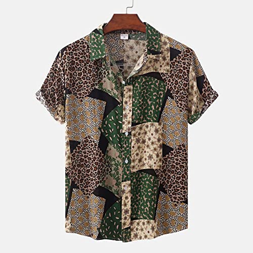 Chemise d'été légère pour homme en coton vert boutonné | Style hawaïen contre la chaleur