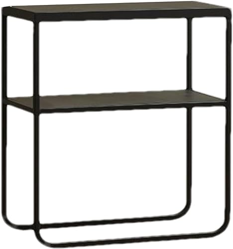 Mesa auxiliar de metal para sofá cuadrado, estante de almacenamiento de doble capa, mesitas de noche movibles modernas, mesa auxiliar