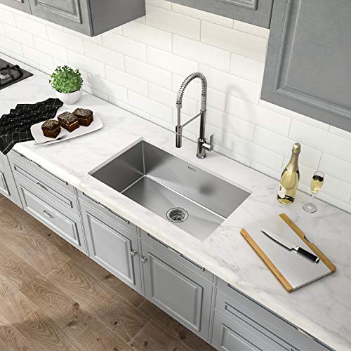 TORVA 32-Inch Undermount Kitchen Sink 16 Gauge Stainless Steel Single Bowl - 32 x 19 x 10 Inch Deep Basin - Thumbnail 3