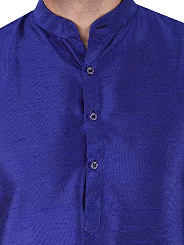 Image of HUZUR Men's Silk Solid Straight Long Kurta Pyjama Set| Ethnic Wear