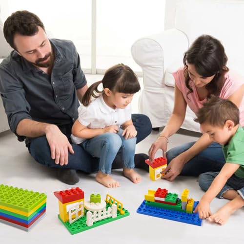 UVVRUR Bauplatte Platten Bauplatte für Bausteine, 12 Stück, 19 x 9,5 cm, Große Grundplatte Kompatibel mit großen Bausteinen Aller führenden Marken (12 Stück-6 Farbe)