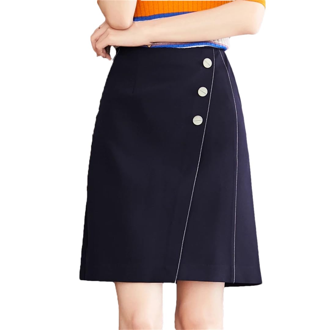 Ufficio Lady Gonne Vita Alta A-Line Gonne Donne Casual Mini Gonne con Bottoni