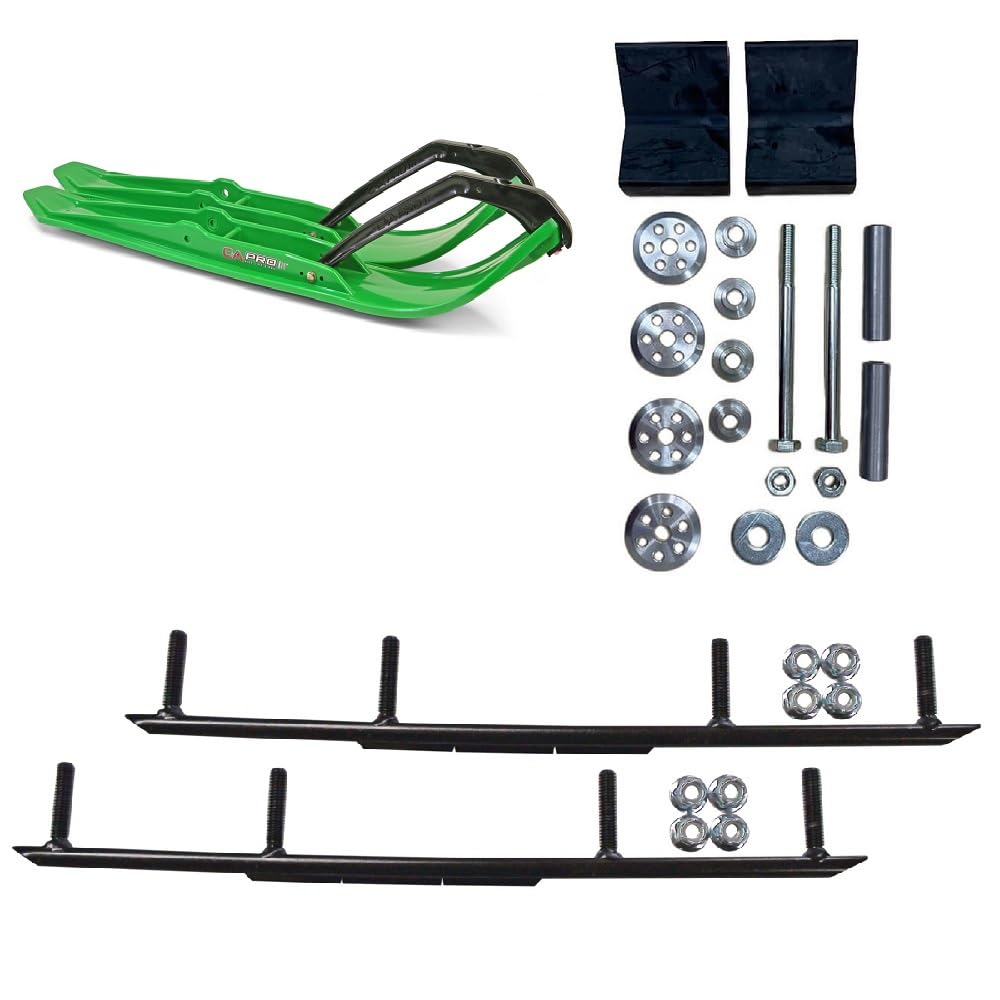 C&A Pro Green XPT Snowmobile Skis w/ 4