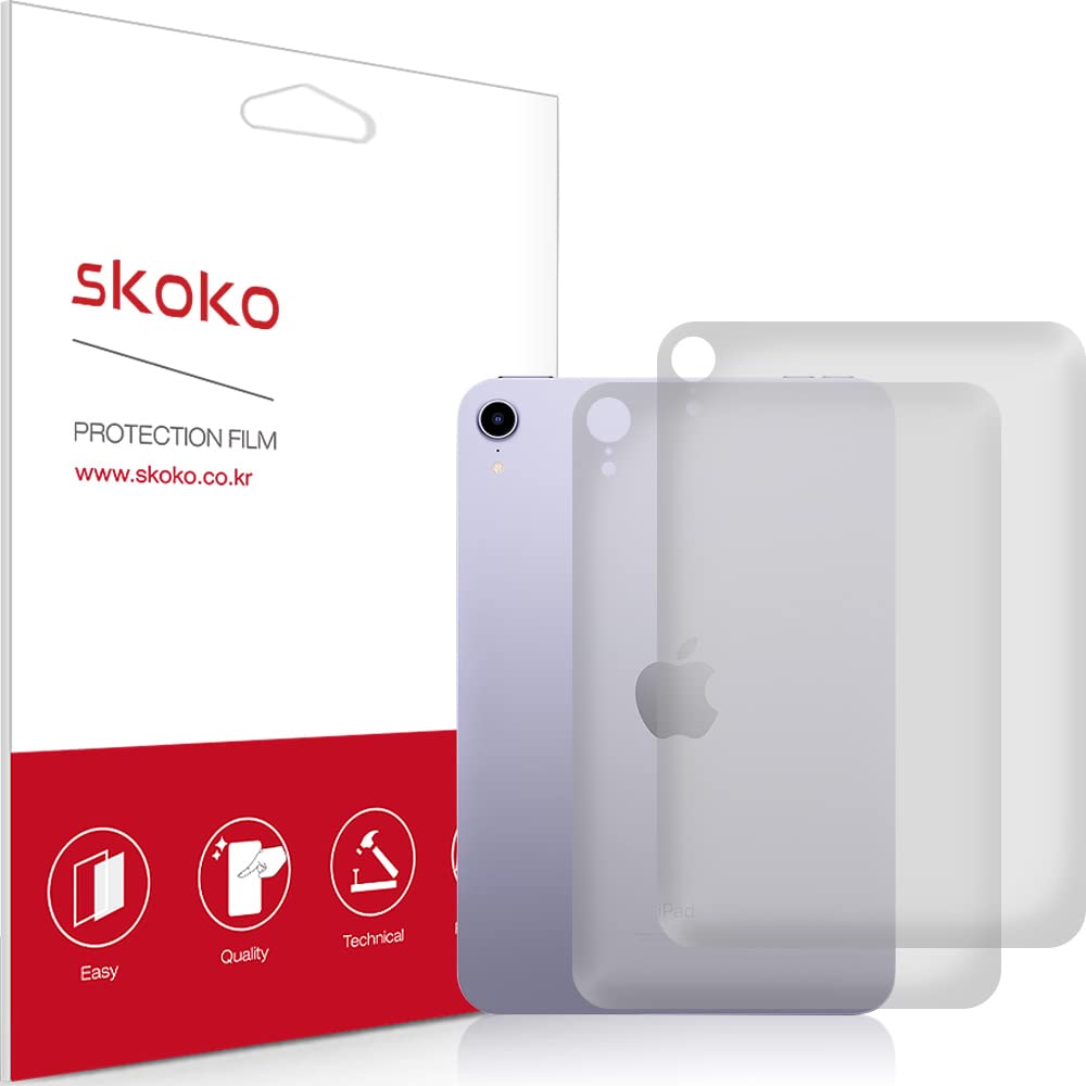 skoko 2Pack Transparent Matte Back Screen Protector Skin Designed for 2024 iPad Mini 7 A17 Pro & 2021 iPad Mini 6 [case-Friendly]