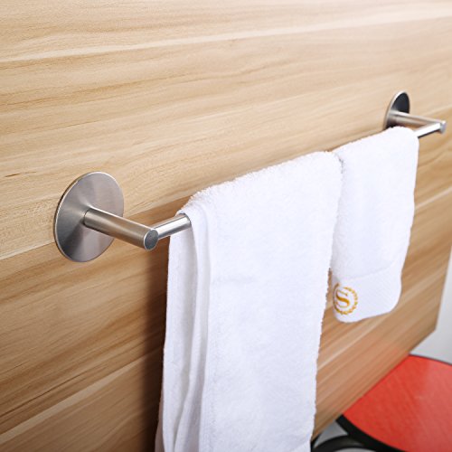 Ulifestar Sus304 Stainless Steel Towel Bar For Bathroom, Strong 3M Self Adhesive Hand Towel Bar Heavy Duty Wall Mount Towel Rack Rv Towel Holder Brushed Nickel,16'' #TOP6