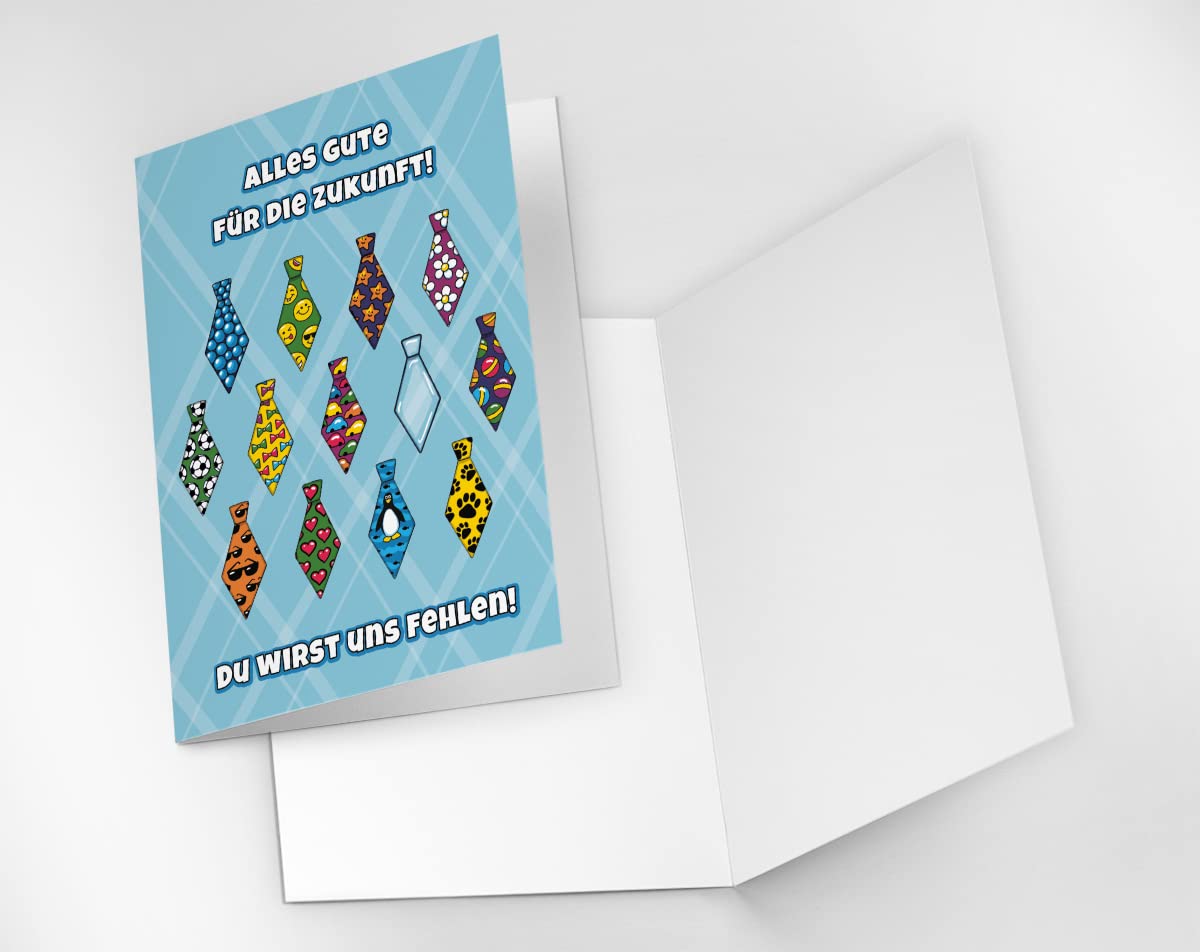 Leaving Card for Colleagues Teachers for Change of Jobs Retirements, Company Change, Folding Card with Envelope, XXL Format, A4 Ties - Image 2