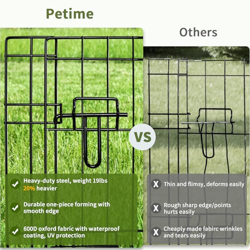 Image of PETIME Foldable Metal Dog Exercise Pen /Pet Puppy Playpen Kennels Yard Fence Indoor /Outdoor 8 Panel 24 inch W with Top Cover and Bottom Pad (Playpen+Bottom+Top Cover, 8 Panels 24 inch H)