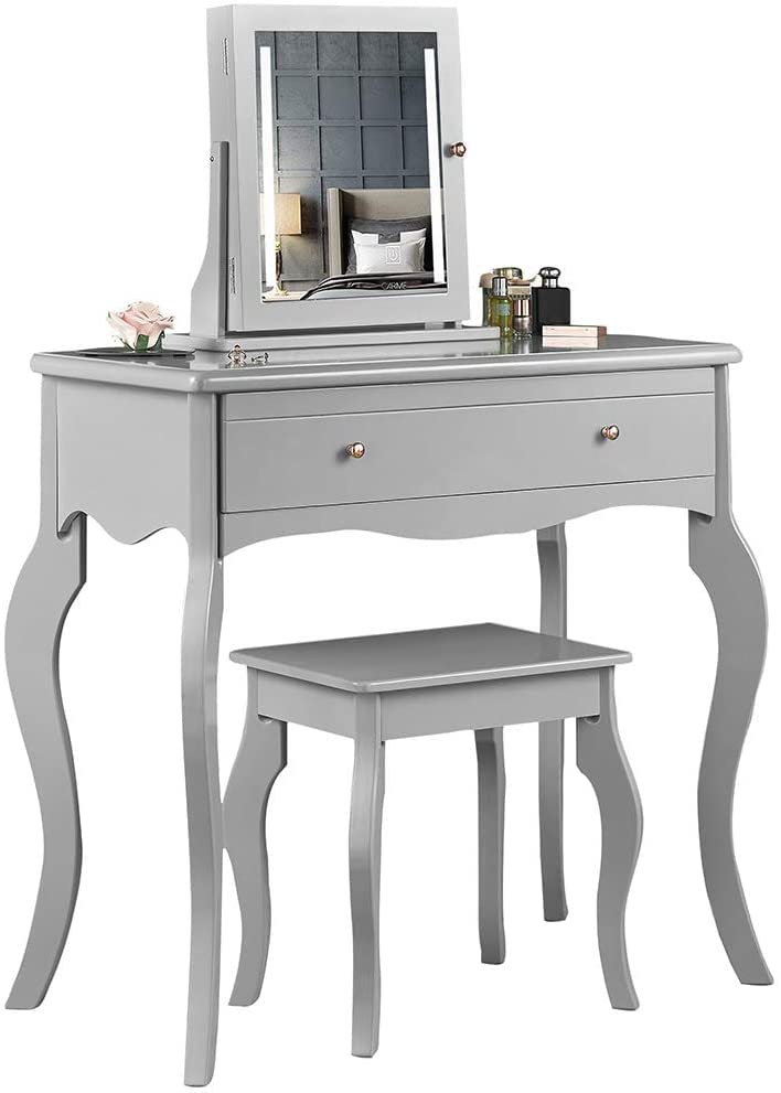 Sorrento Grey Dressing Table With Drawer Rose Gold Handles Stool |  Desertcart Gambia
