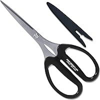 Vista 9 de CANARY Tijeras multiusos resistentes de 6.5 pulgadas [hoja en ángulo] fabricadas en Japón, hoja de acero inoxidable japonesa afilada, color negro