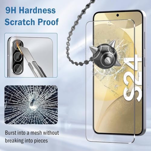 Image of Uyiton Tempered Glass Screen Protector Compatible with Samsung Galaxy S24 | Pack of 2 | 9H Hardness | HD Clear | Fingerprint Unlock Compatible | Bubble-Free Installation | Case Friendly